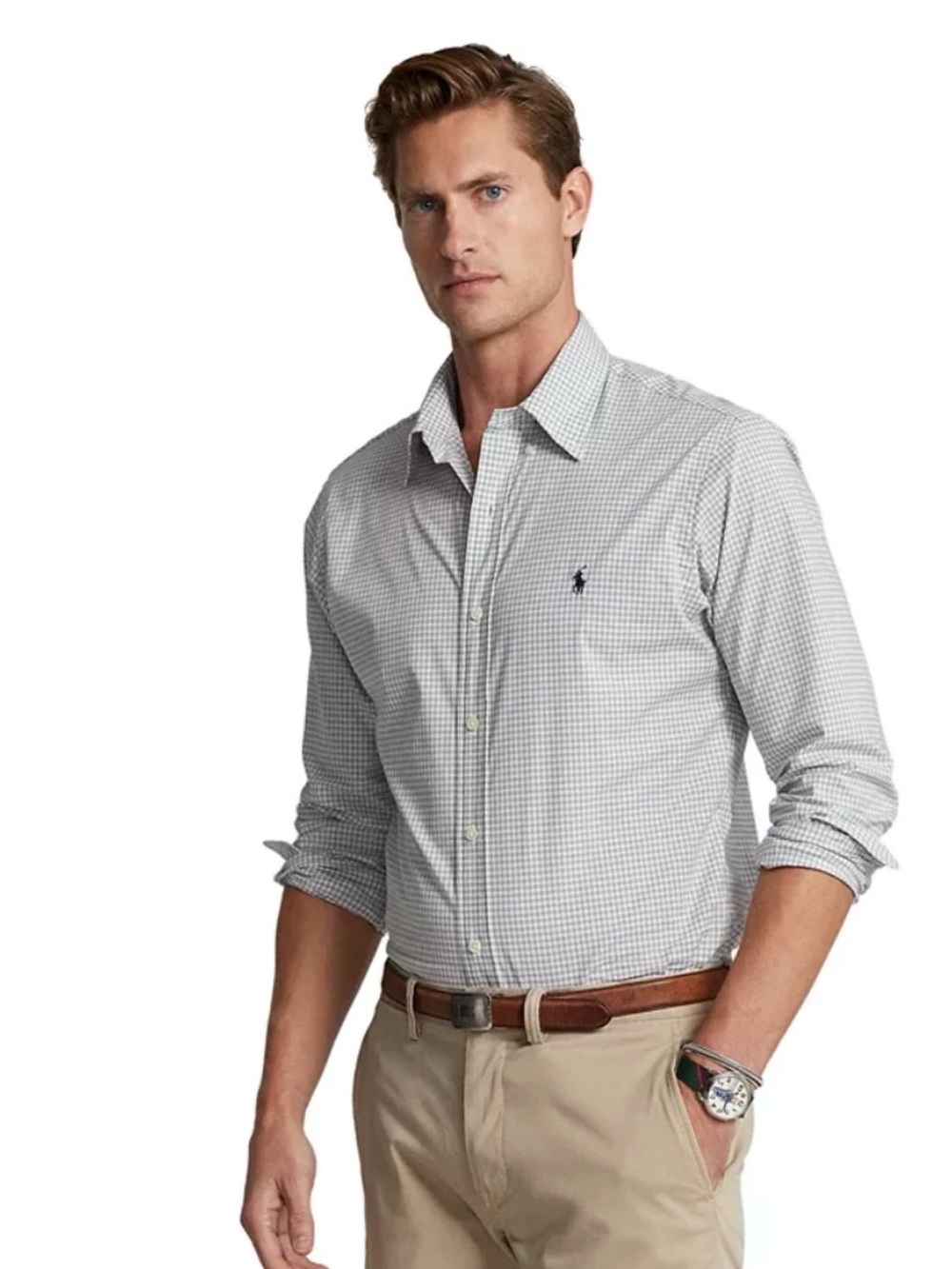 Polo Ralph Lauren Gingham Button Down Shirt Gray White Classic Fit XXL Coastal